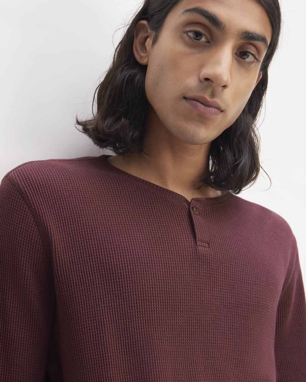 The Waffle Long-Sleeve Henley | Burgundy