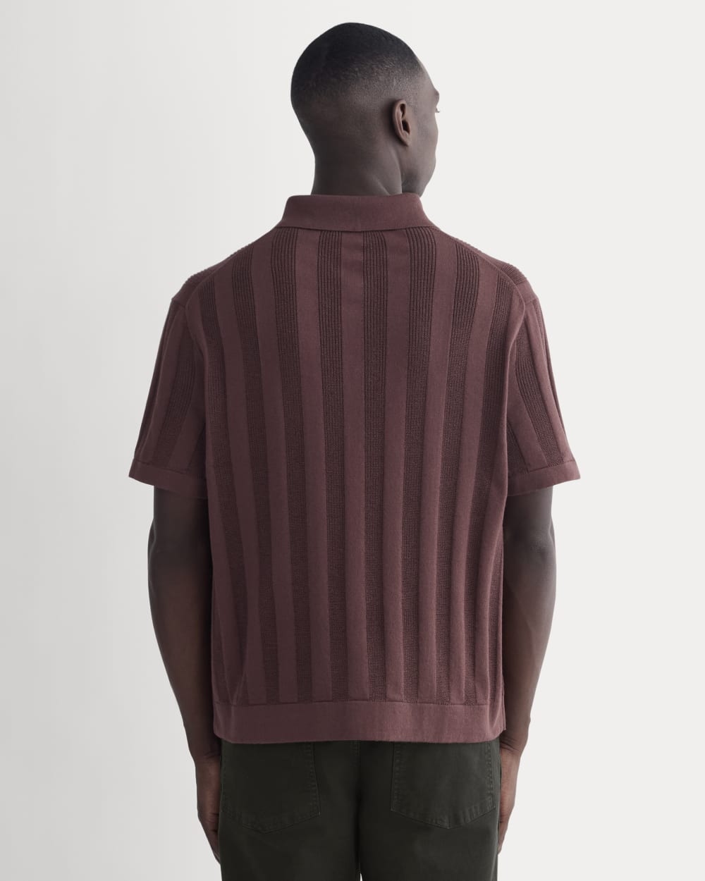 The No-Sweat Ribbed Polo | Dark Mahogany