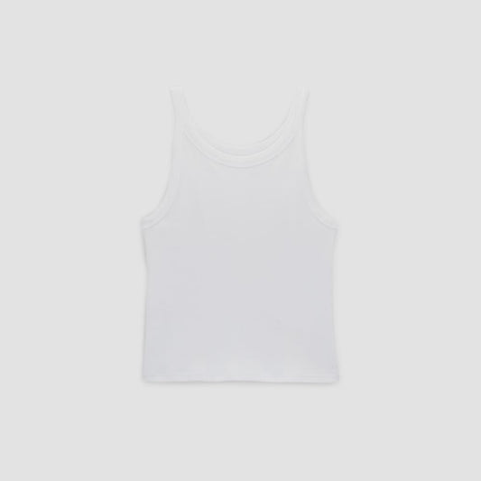The Supima® Micro-Rib Cropped Tank | White
