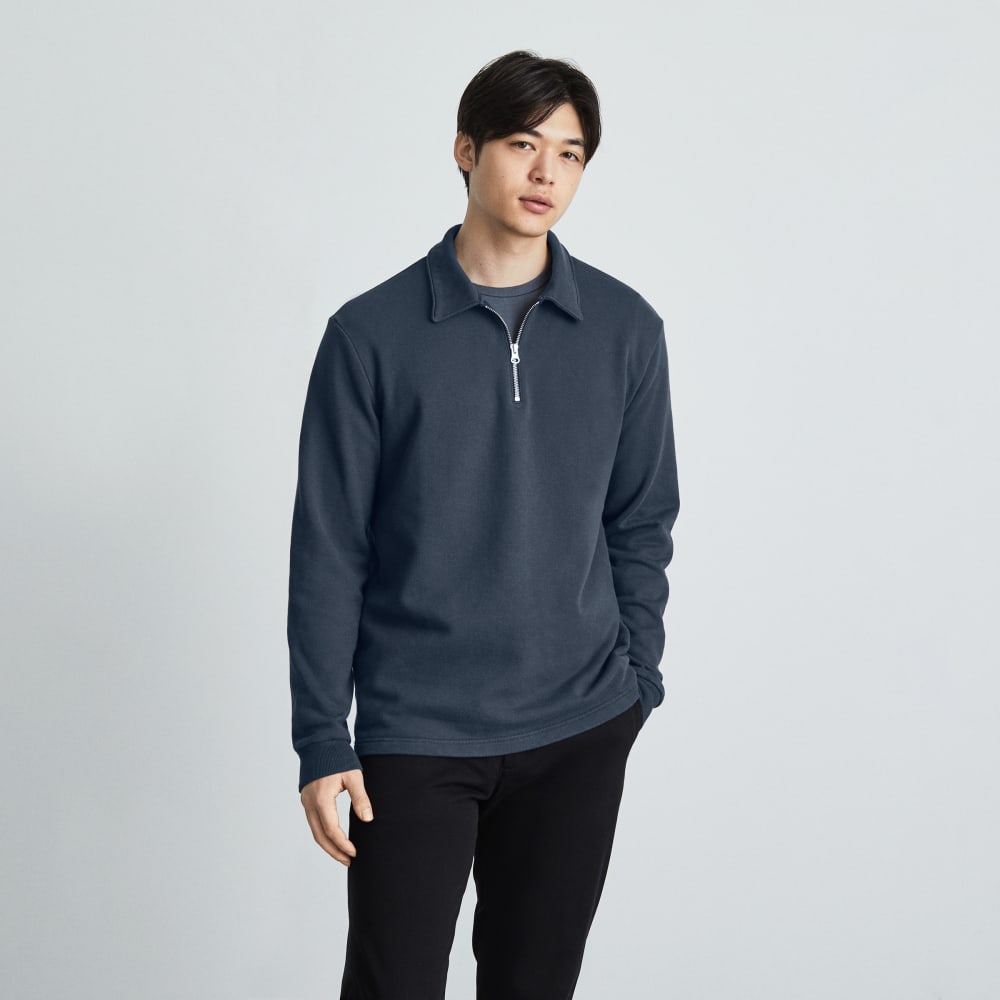 The Track Quarter-Zip Sweatshirt | Kingfisher Blue
