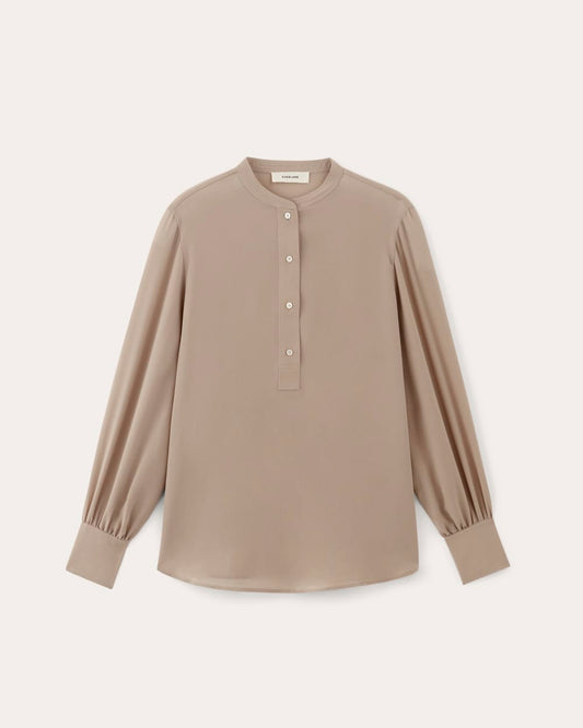 The Henley Shirt in Washable Silk | Burnt Sugar