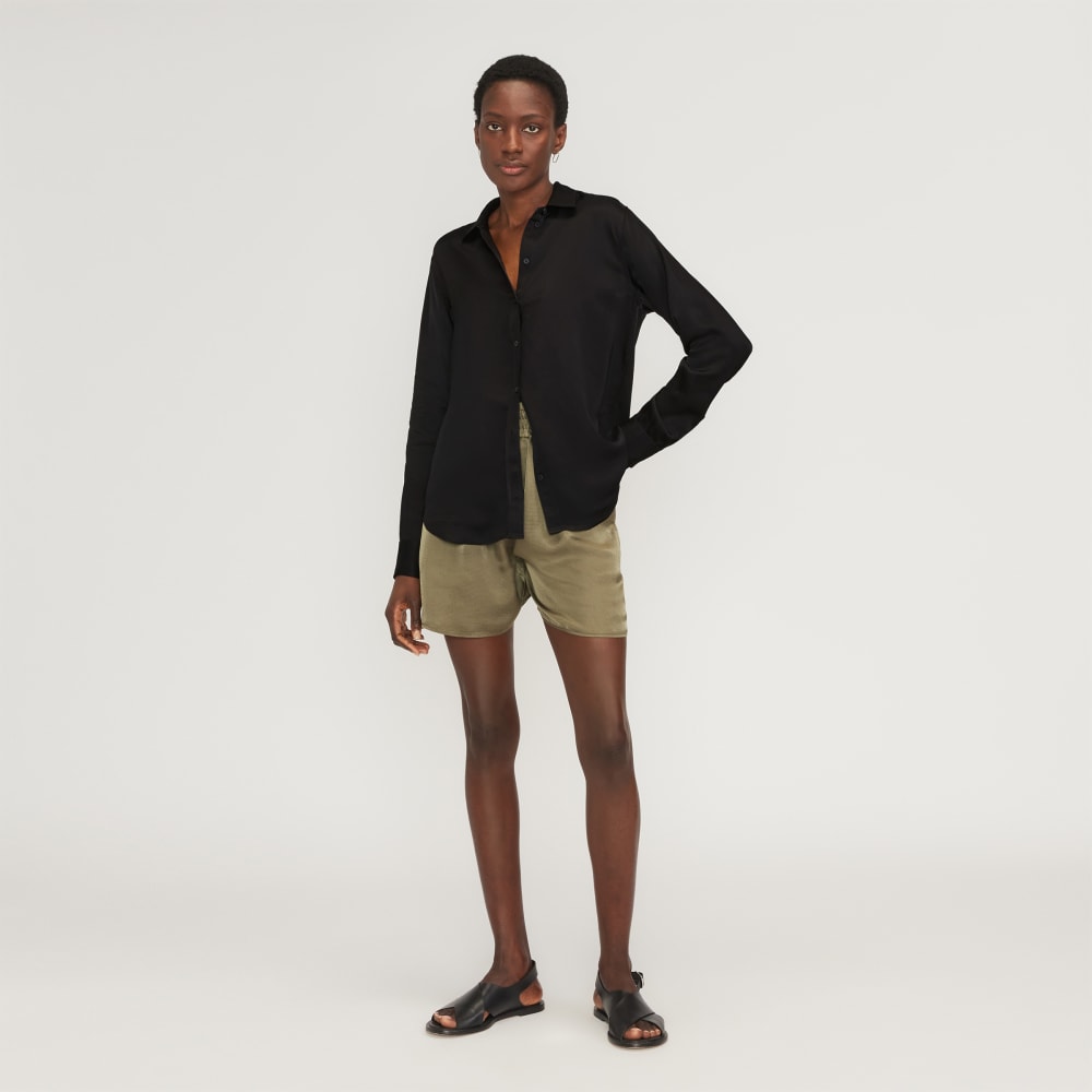 The Satin Relaxed Shirt | Black