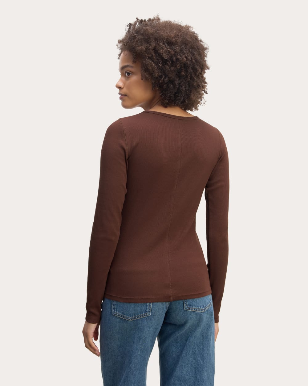 The Luxe Rib Long-Sleeve Crew | Dark Mahogany