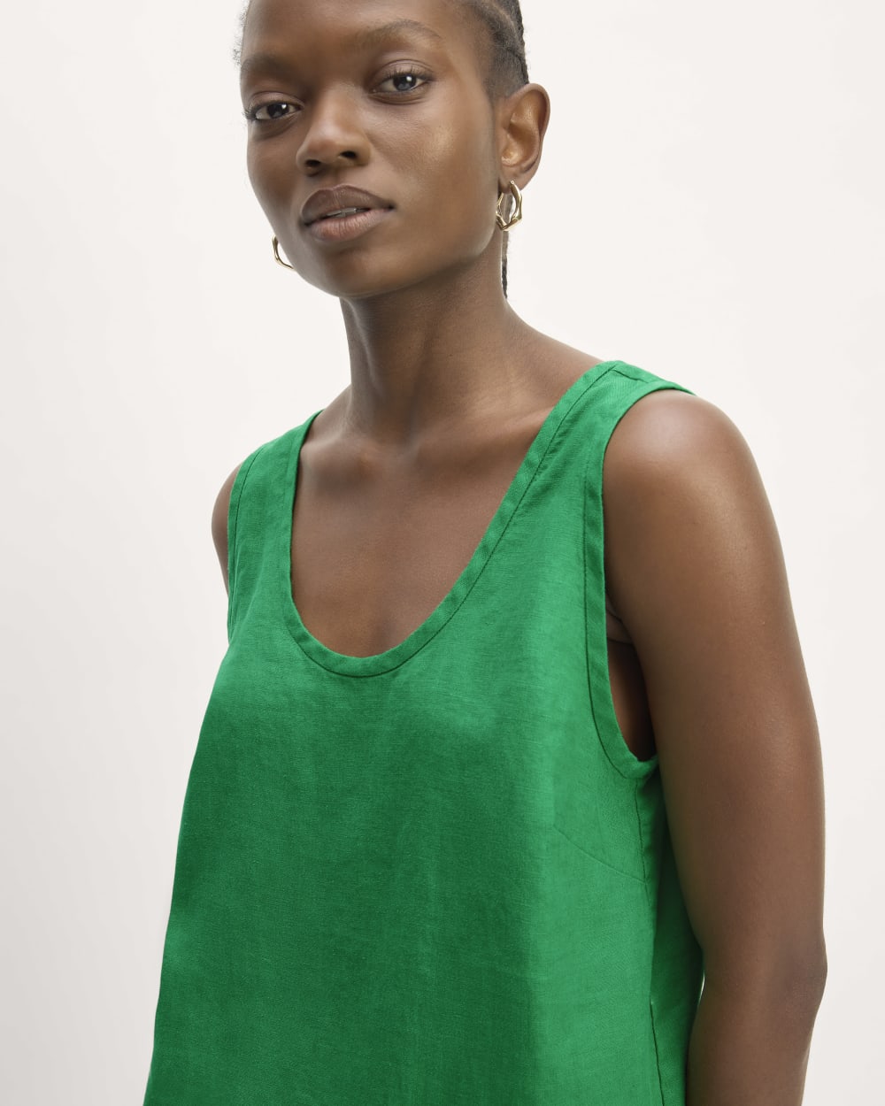 The Scoop Tank in Linen | Grass Green