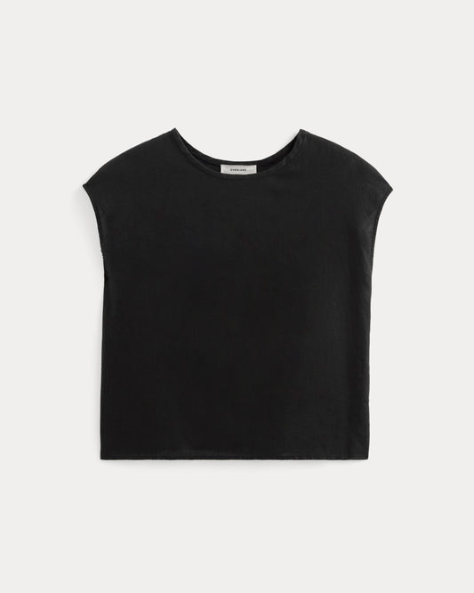 The Muscle Top in Linen | Black