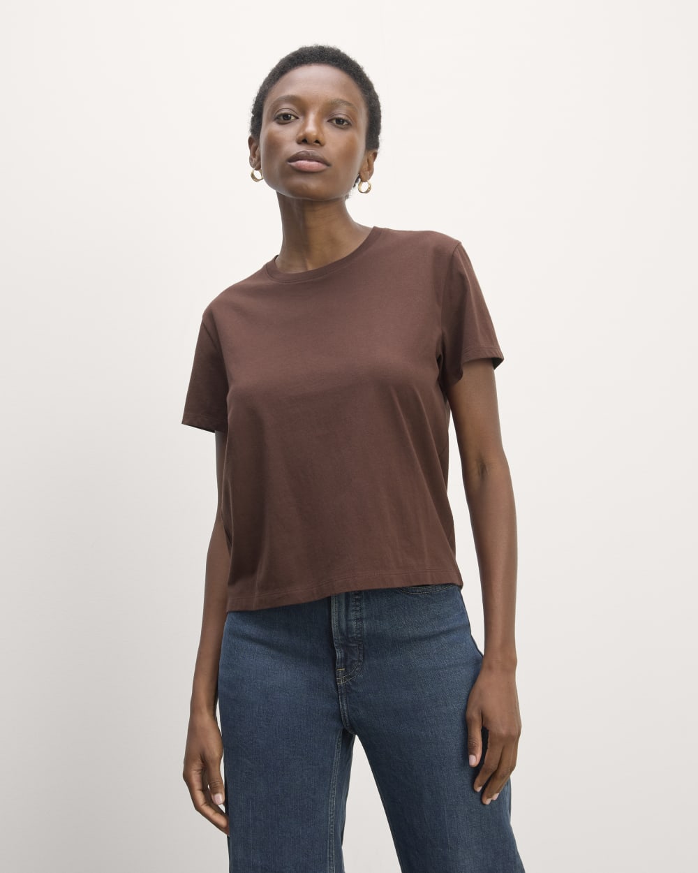 The Box-Cut Tee in Essential Cotton | Dark Mahogany | No Pocket