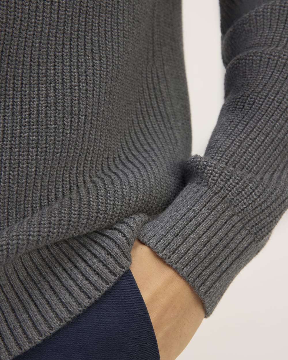 The Cotton Chunky Rib Polo | Heathered Charcoal