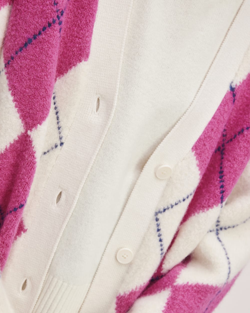 The SuperFuzz Alpaca Cardigan | Bone / Fuchsia Pink / Ocean Cavern