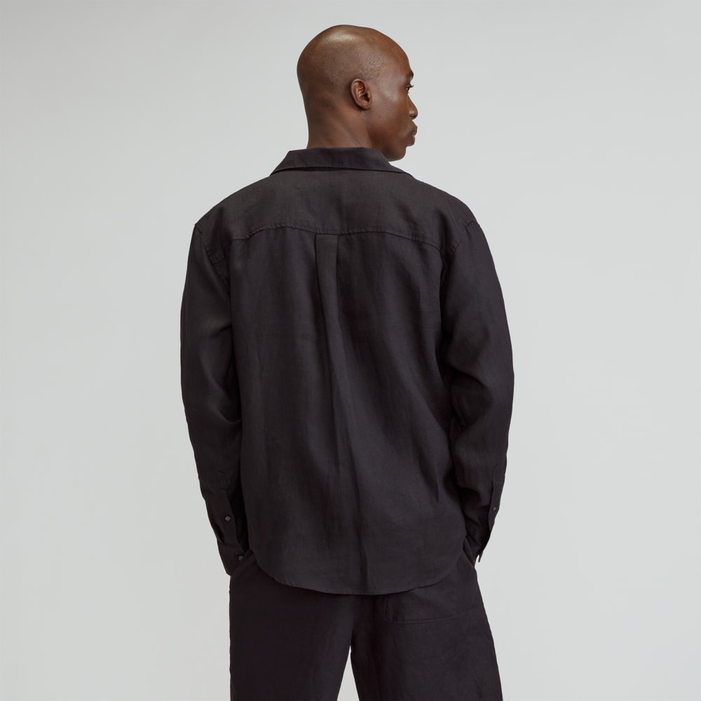 The Relaxed Linen Long-Sleeve Shirt | Black