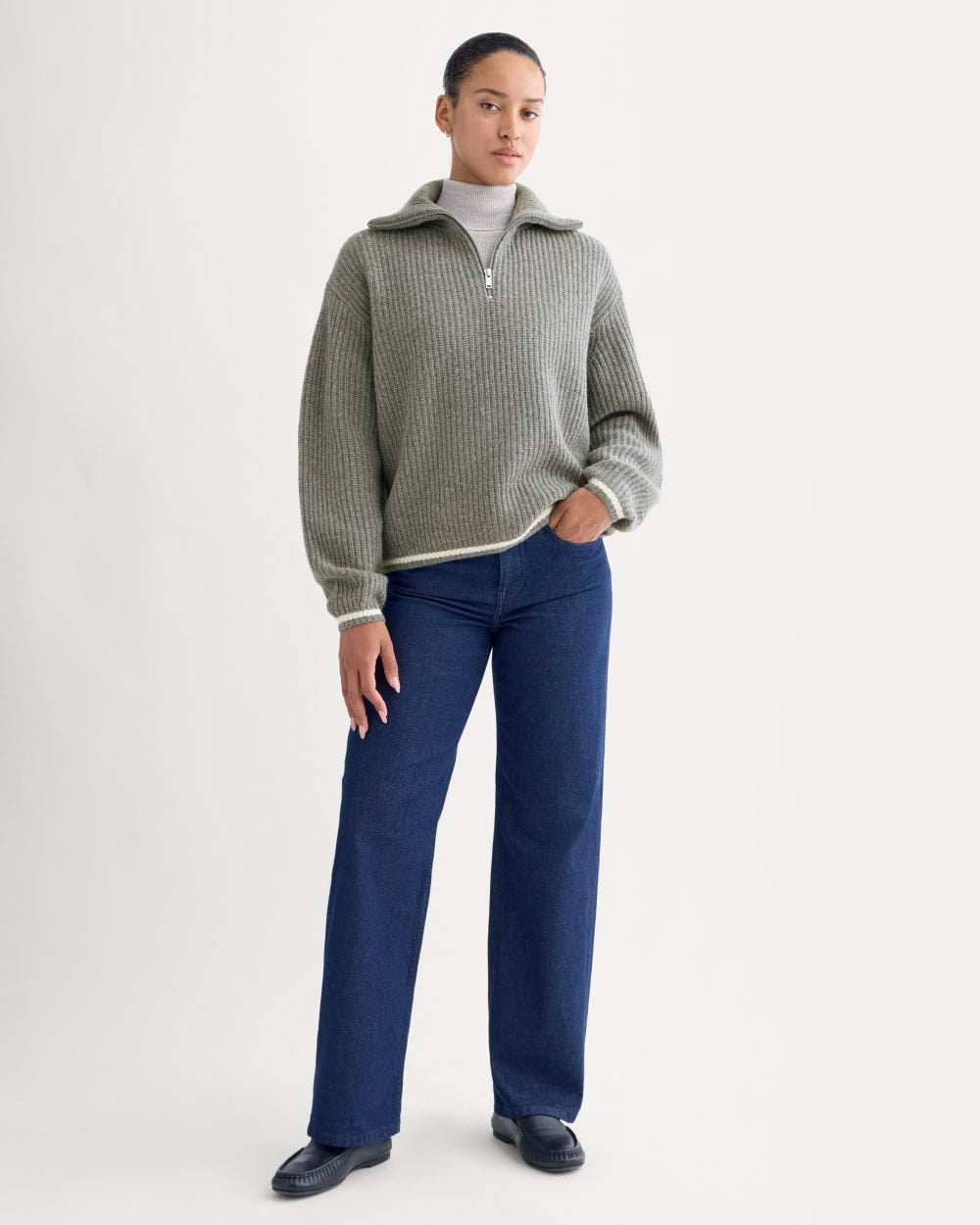The Half-Zip Sweater in Luxe Merino |  Heathered Grey