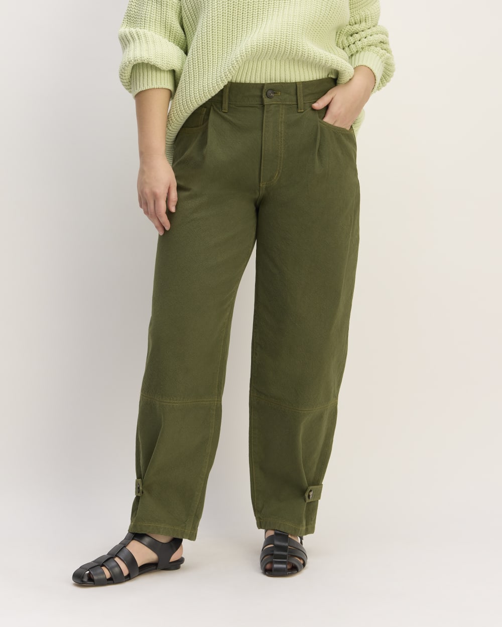 The Everlane x Marques' Almeida Canvas Oversized Barrel Pant | Deep Moss Green