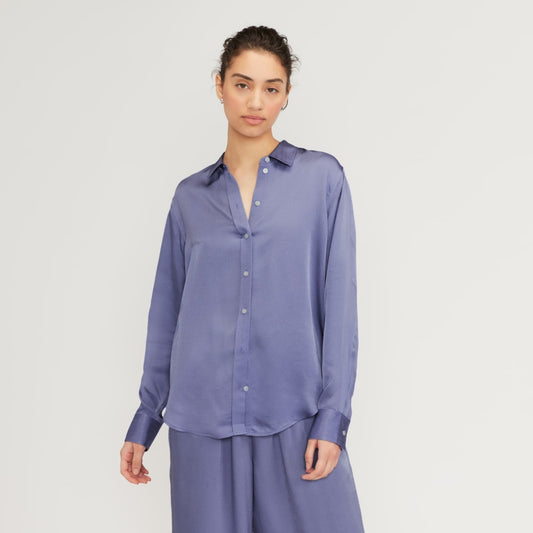 The Satin Relaxed Shirt | Cornflower Blue
