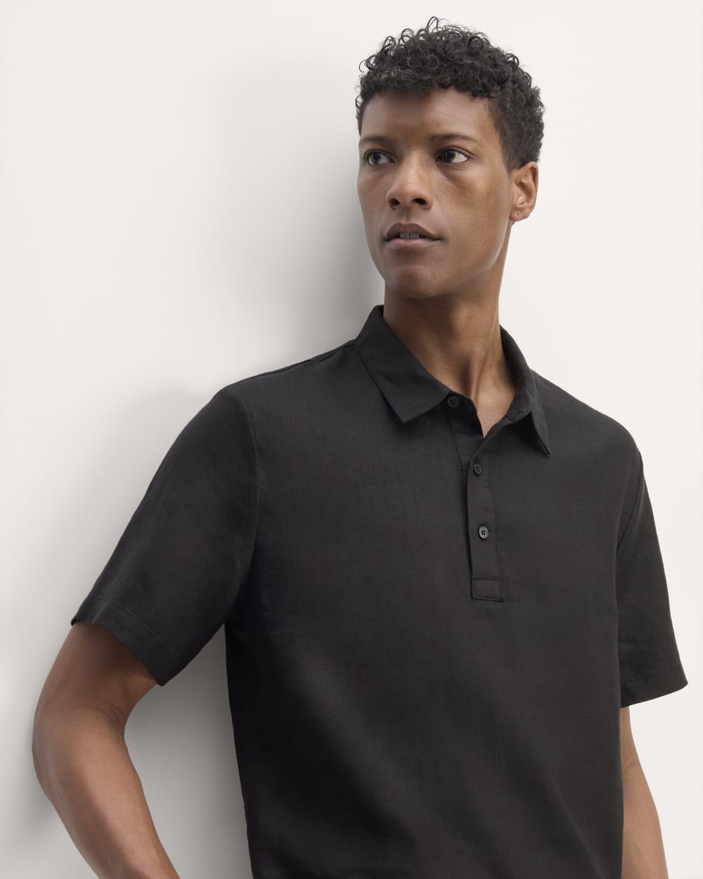 The Linen Short-Sleeve Popover Shirt | Black
