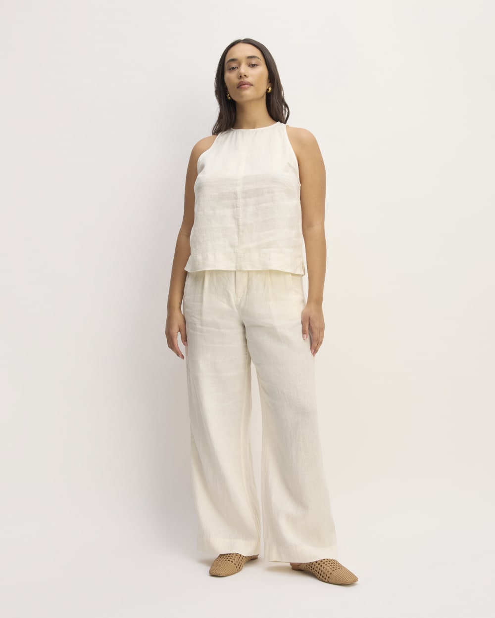 The Linen High-Neck Tank | Bone