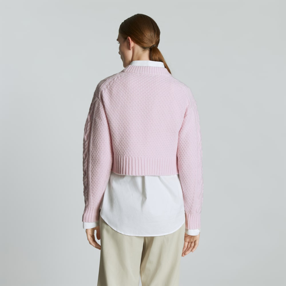 The Felted Merino Cropped Cable Sweater | Light Lilac