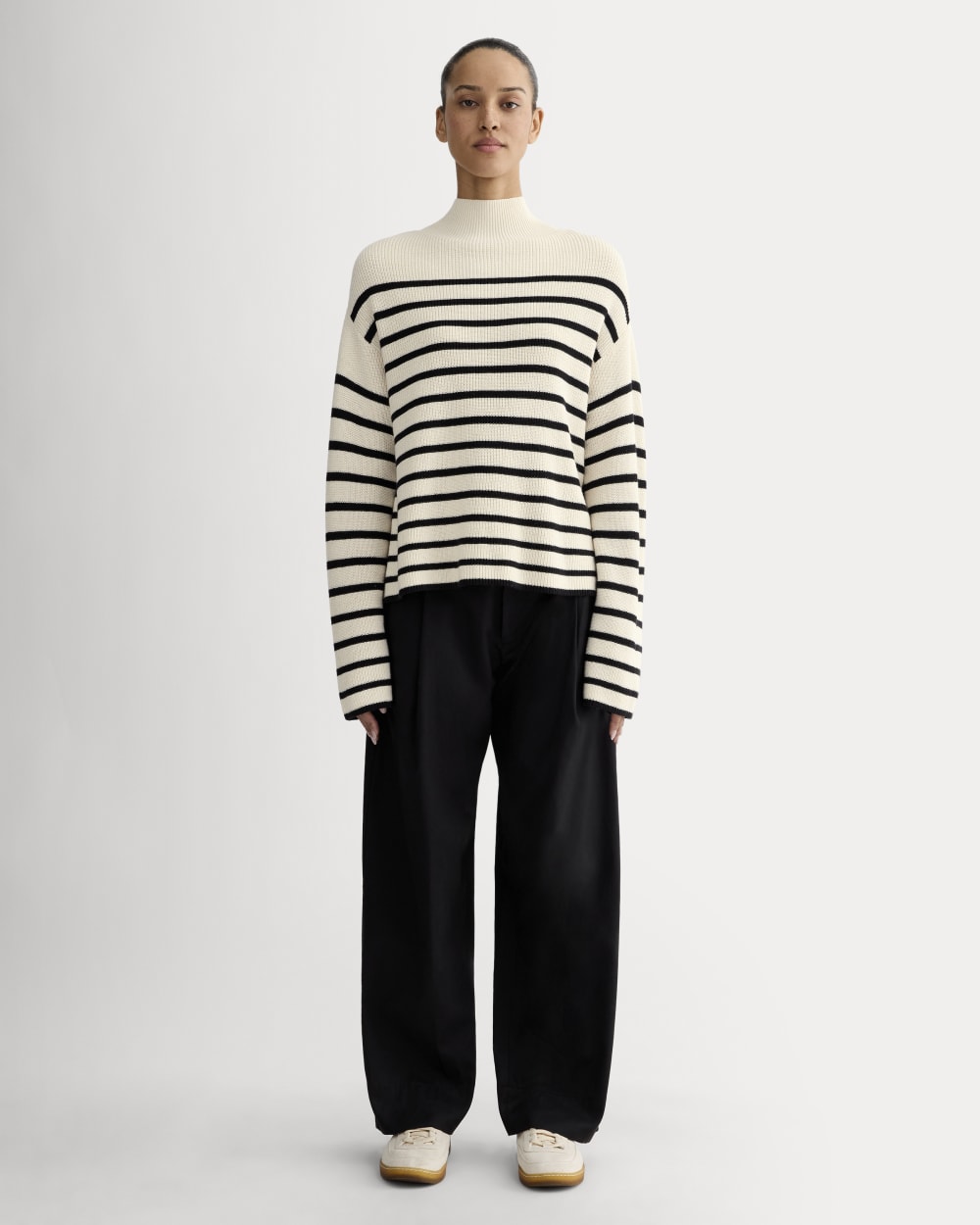 The Slouchy Funnel Neck in Everyday Cotton | Canvas / Black