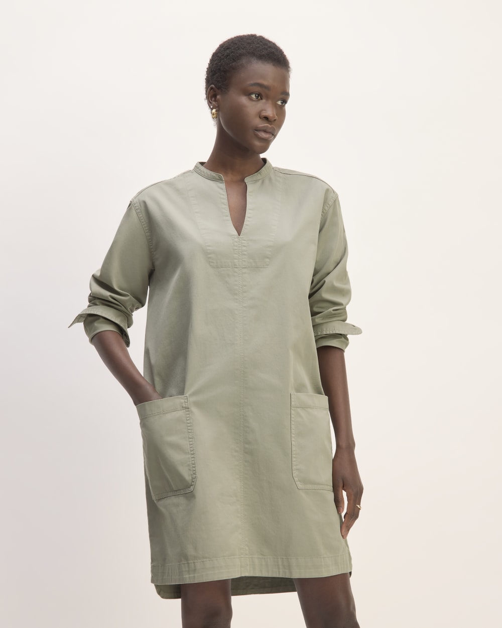The Long-Sleeve Utility Mini Dress | Sage Green