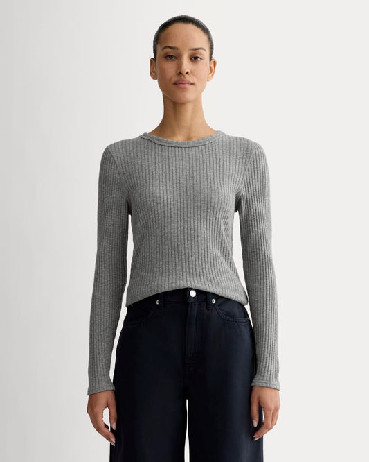 The Cozy Rib Long-Sleeve Tee | Mid Heather Grey