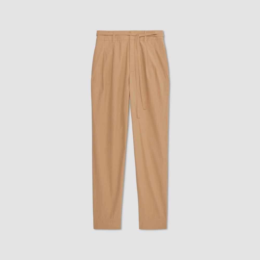 The Poplin Pleated Taper Pant | Caramel