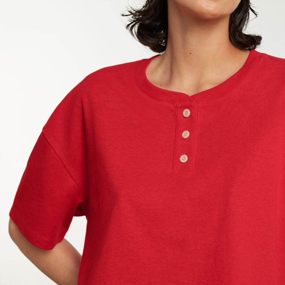The Vintage Henley Hemp Tee | Goji Berry