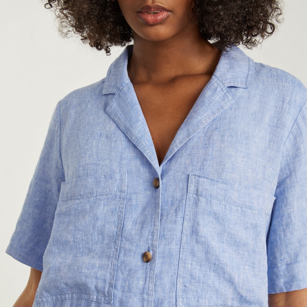 The Linen Workwear Dress | Medium Blue