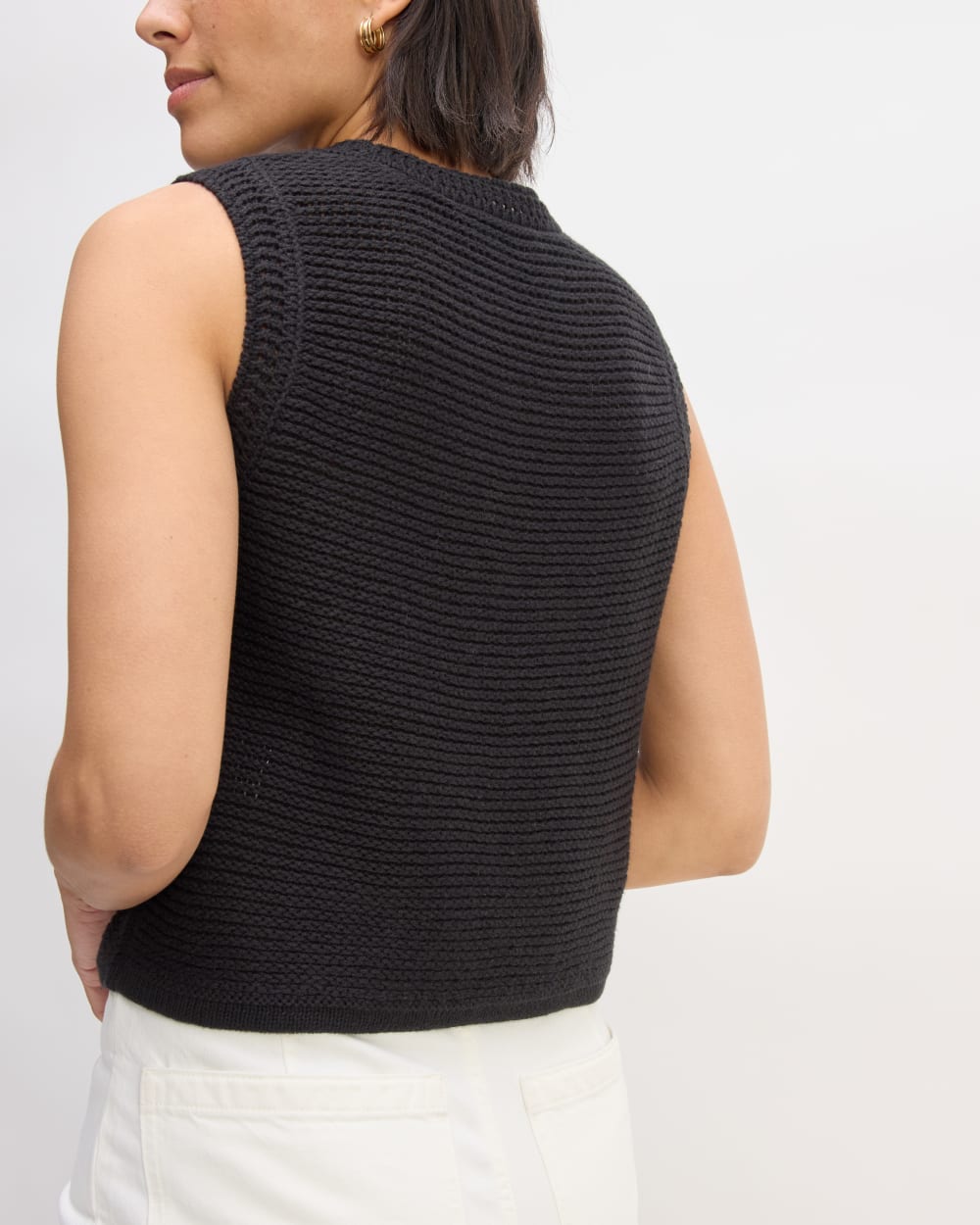 The Organic Cotton Open-Stitch Tank | Black