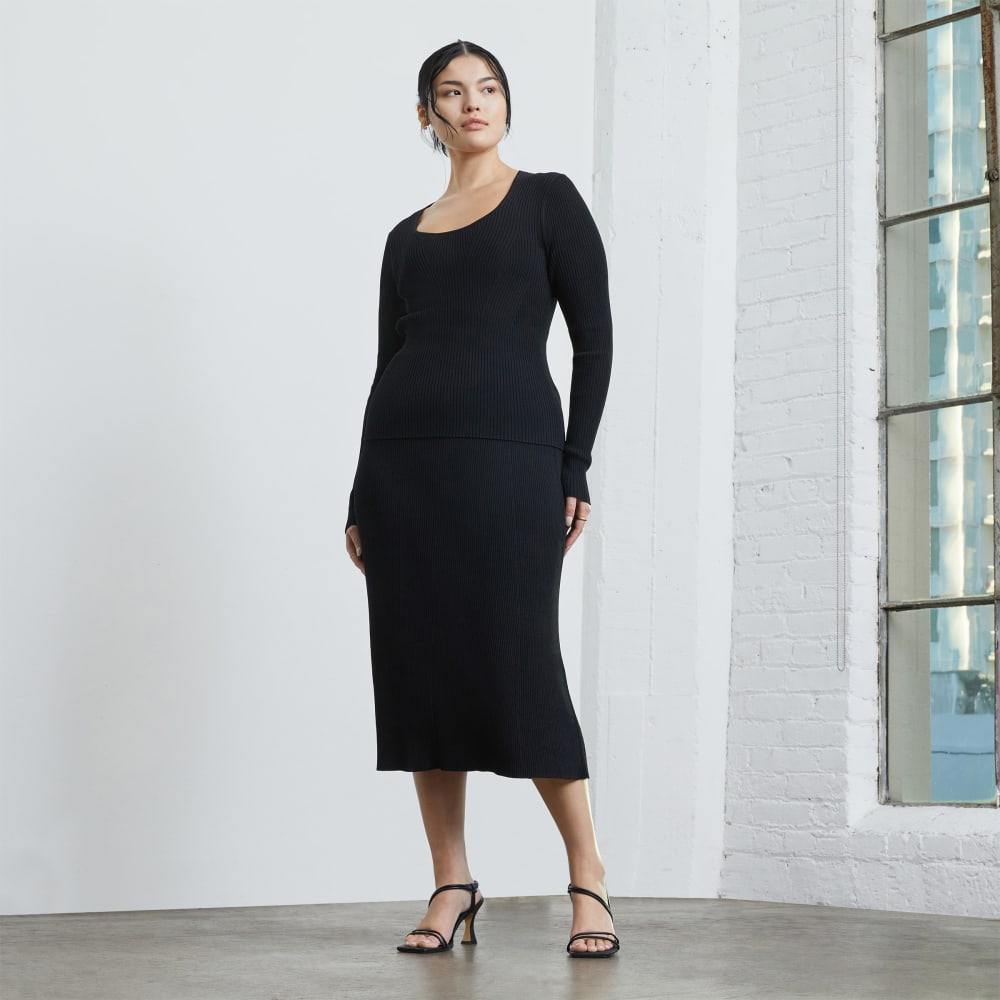 The Ribbed Knit Skirt | Black