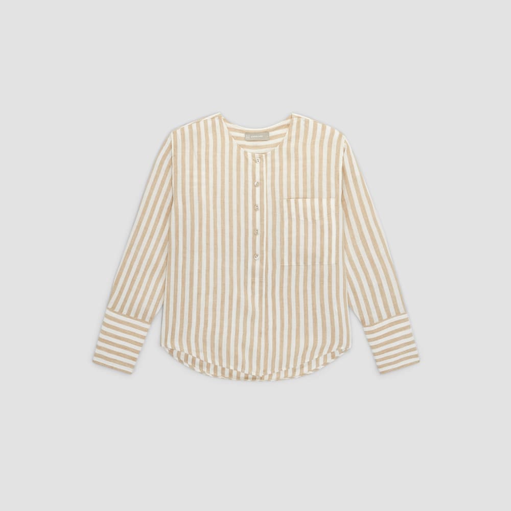The Linen Popover Shirt | Bone / Caramel