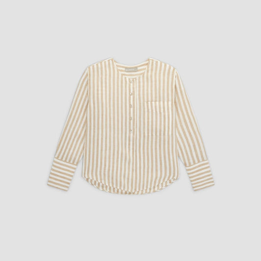The Linen Popover Shirt | Bone / Caramel