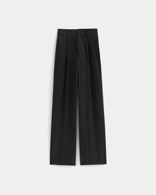 The Draper Pleated Pant in Buttersmooth | Black | 30 Inseam