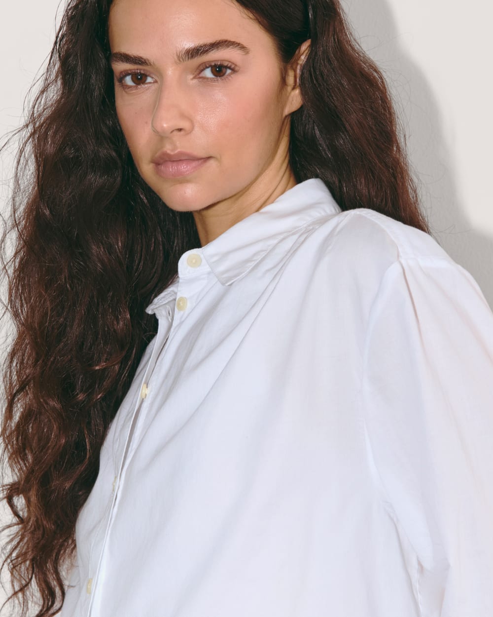 The Gathered Shirt in Silky Cotton | White