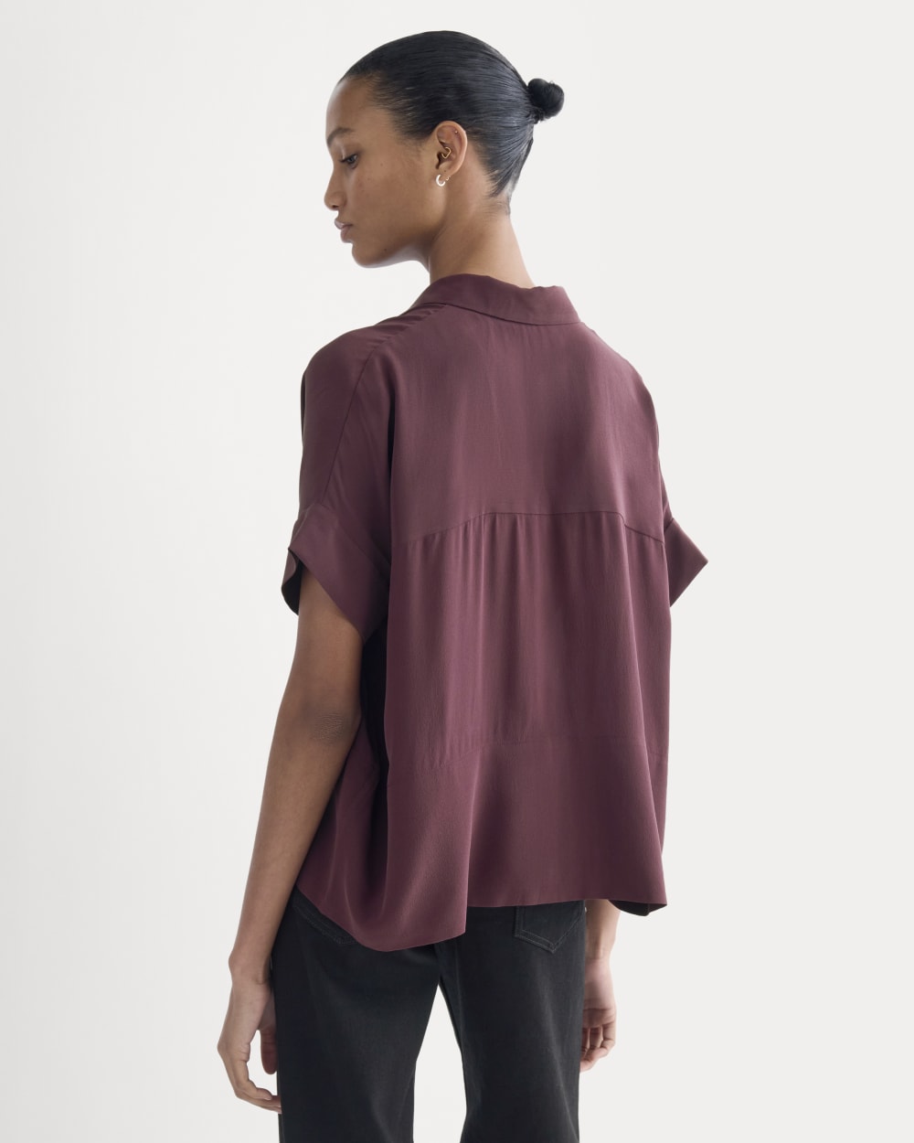 The Boxy Shirt in Washable Silk | Deep Plum