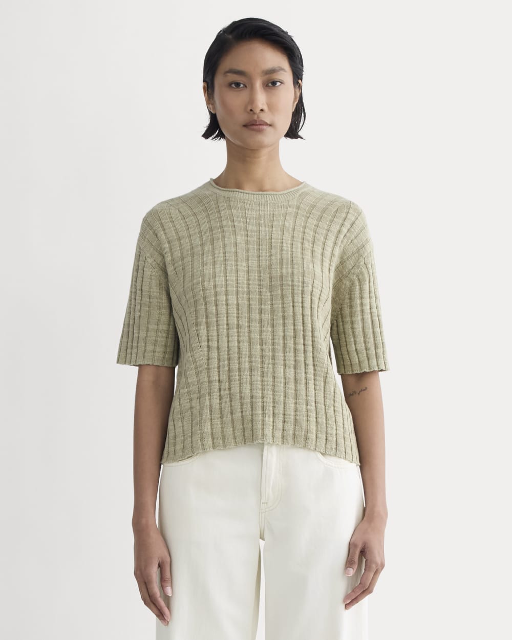 The Oversized Tee in Cotton Linen | Eucalyptus