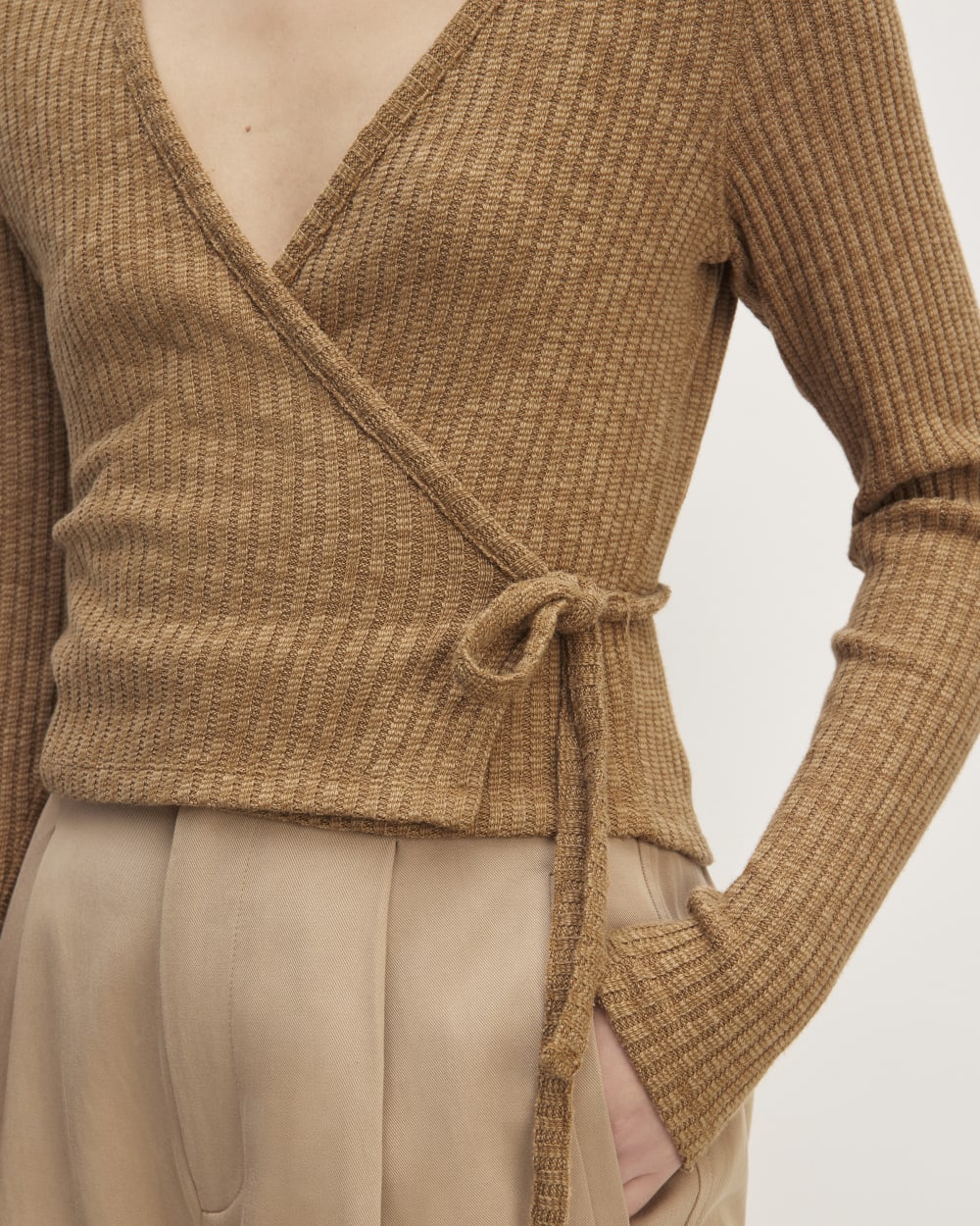 The Cozy Rib Wrap Top | Cappuccino