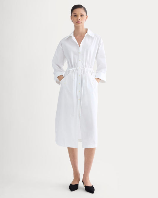 The Drawcord Shirtdress in Ultrasoft Cotton | White