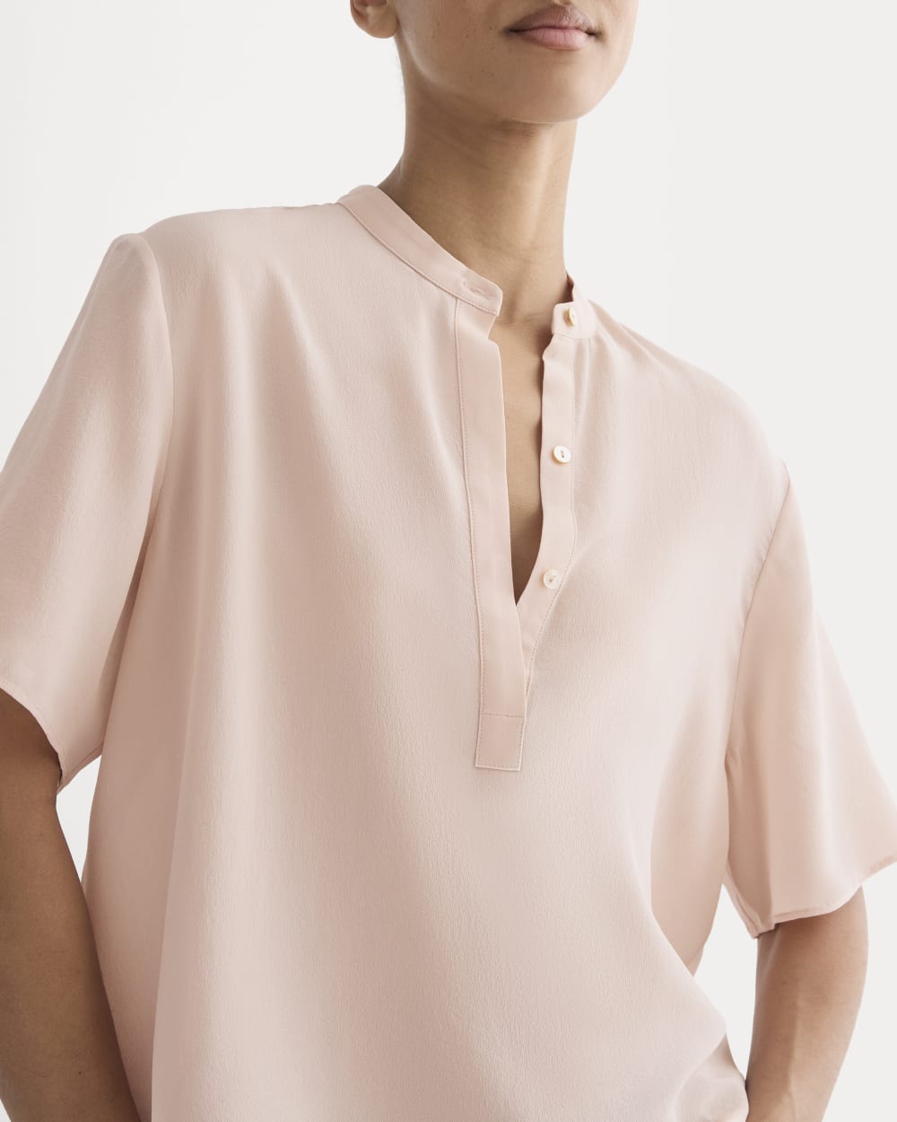 The Popover Top in Washable Silk | Soft Rose