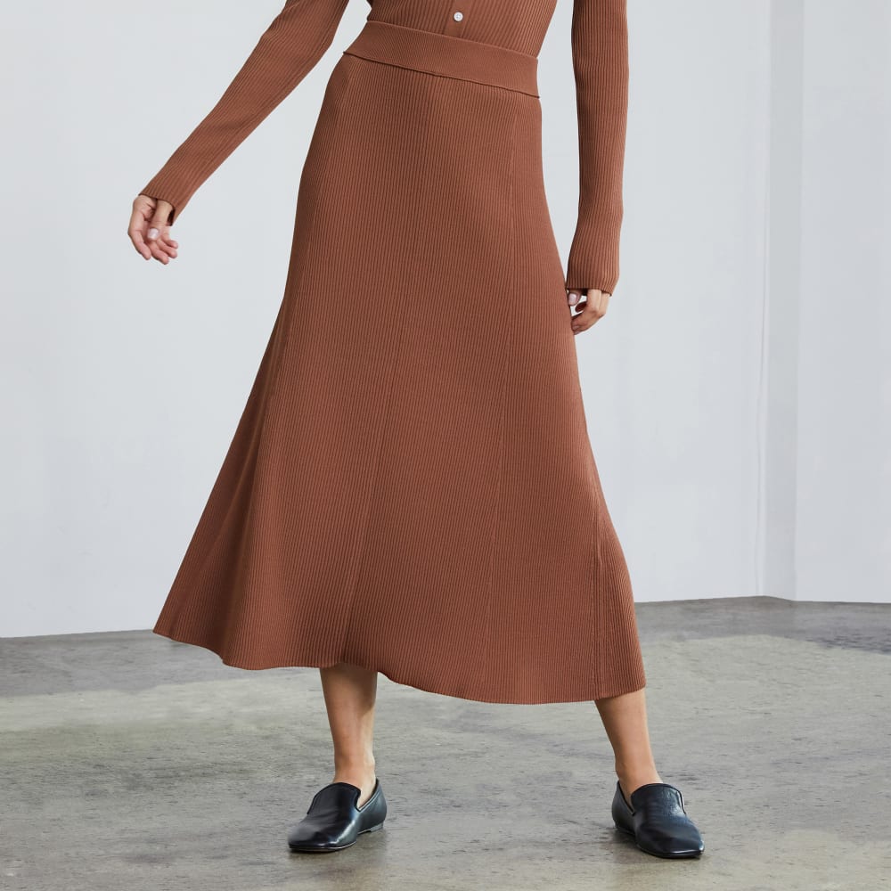 The Ribbed Knit Skirt | Cocoa Brown