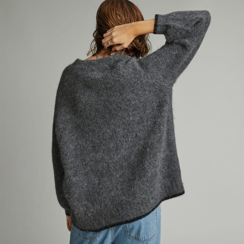 The SuperFuzz Alpaca Oversized Crew | Heathered Charcoal