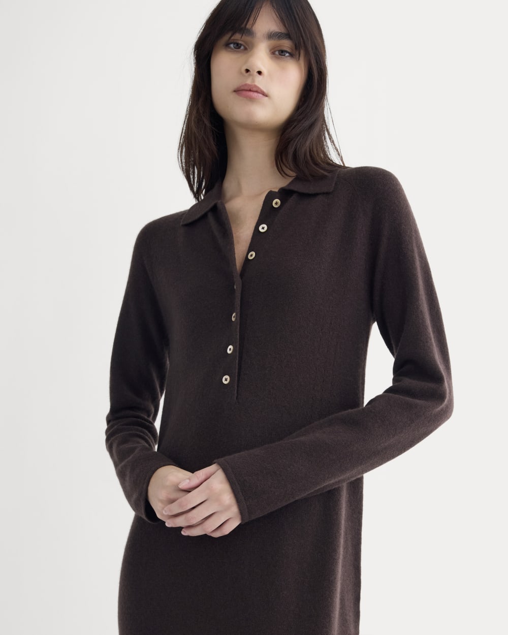 Cashmere Polo Midi Dress | Dark Chocolate