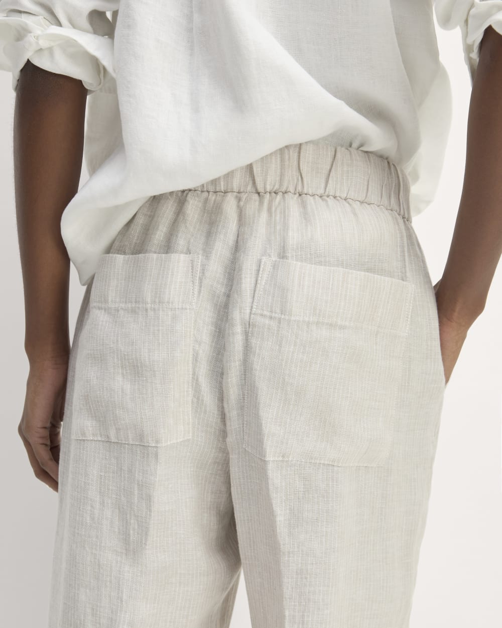 The Linen Easy Pant | Stone / White