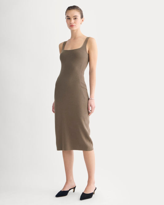 Knit Square-Neck Midi Dress | Deep Taupe