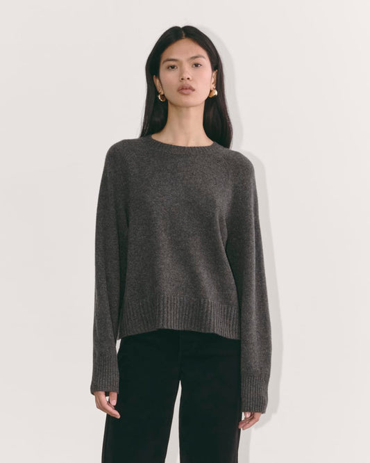 The Boxy Crew in Cashmere | Heather Charcoal