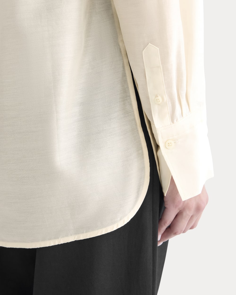 Oversized Shirt in Cotton-Silk Organza | Parchment