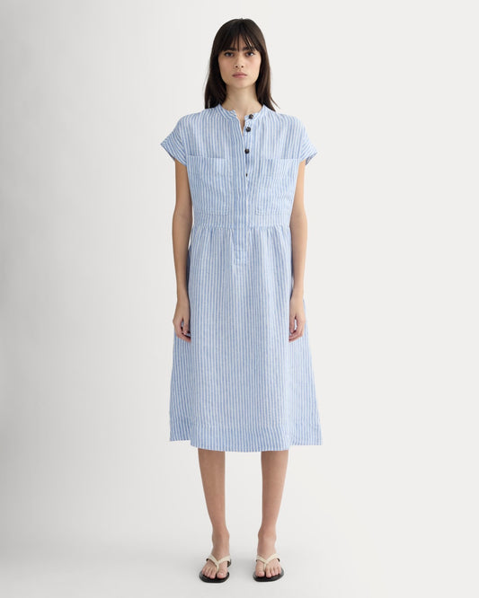 The Craft Dress in Linen | Bluebell / Bone