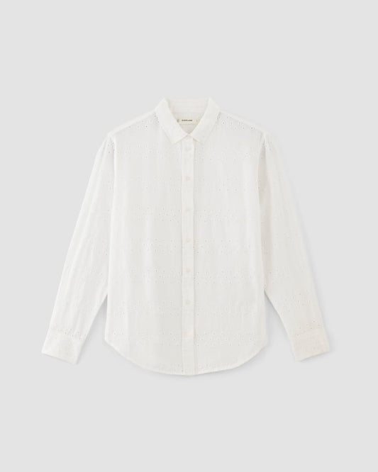 The Linen Eyelet Relaxed Shirt | White Eyelet