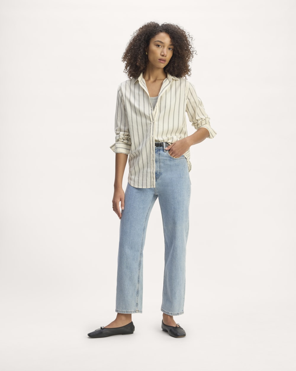 The Must-Have Shirt in Silky Cotton | Bone / Black