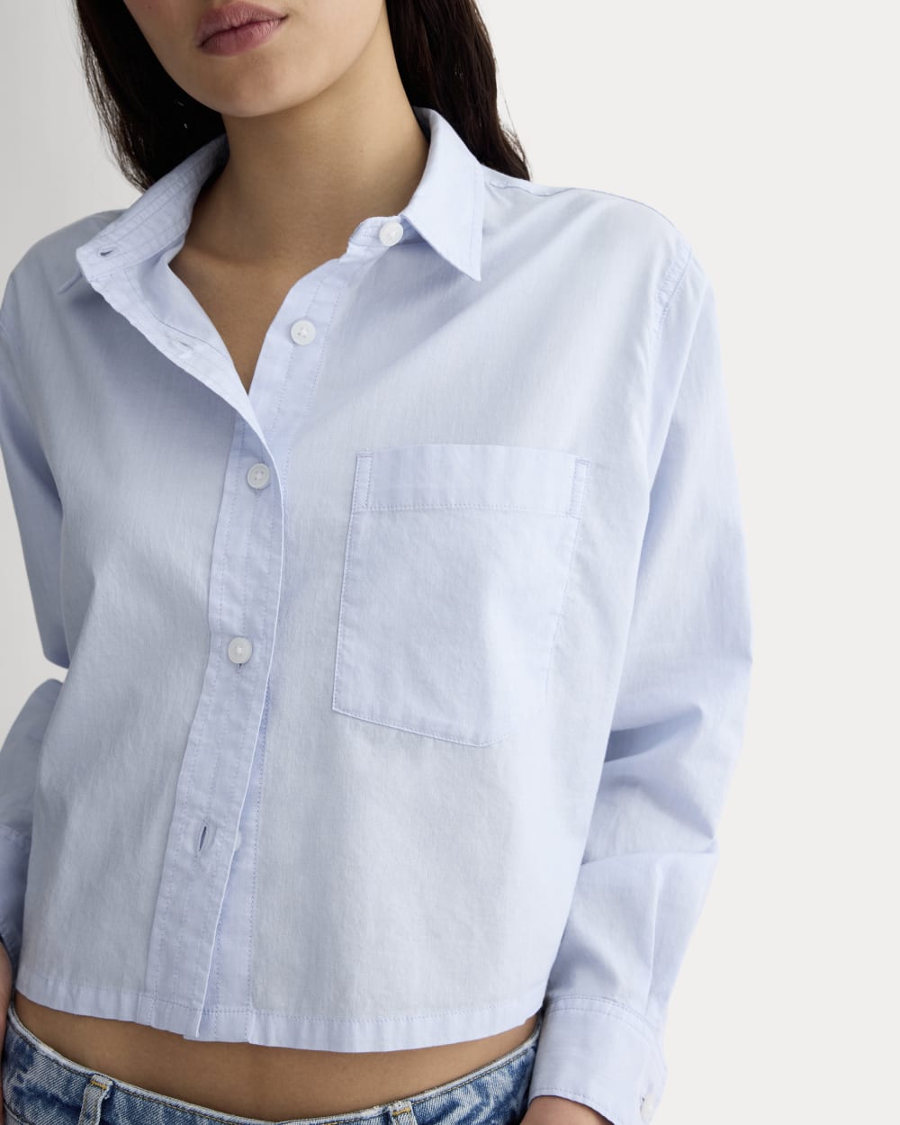 The Way-Short Shirt in Silky Cotton | Chambray Blue