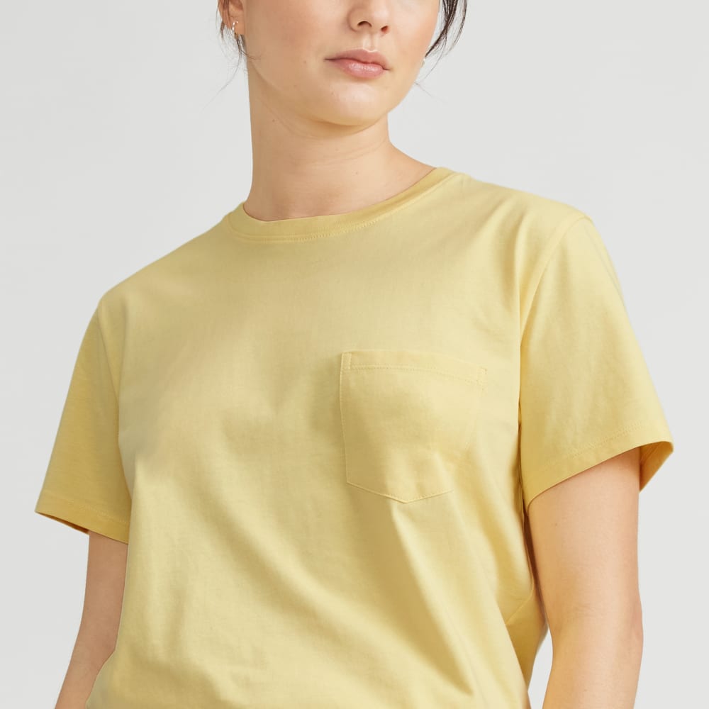 The Box-Cut Tee in Essential Cotton | Pale Yellow | Pocket