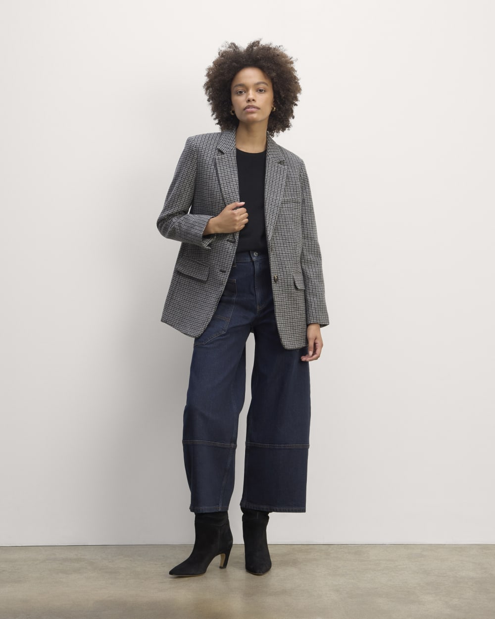 The Oversized Blazer in Wool | Gray Houndstooth