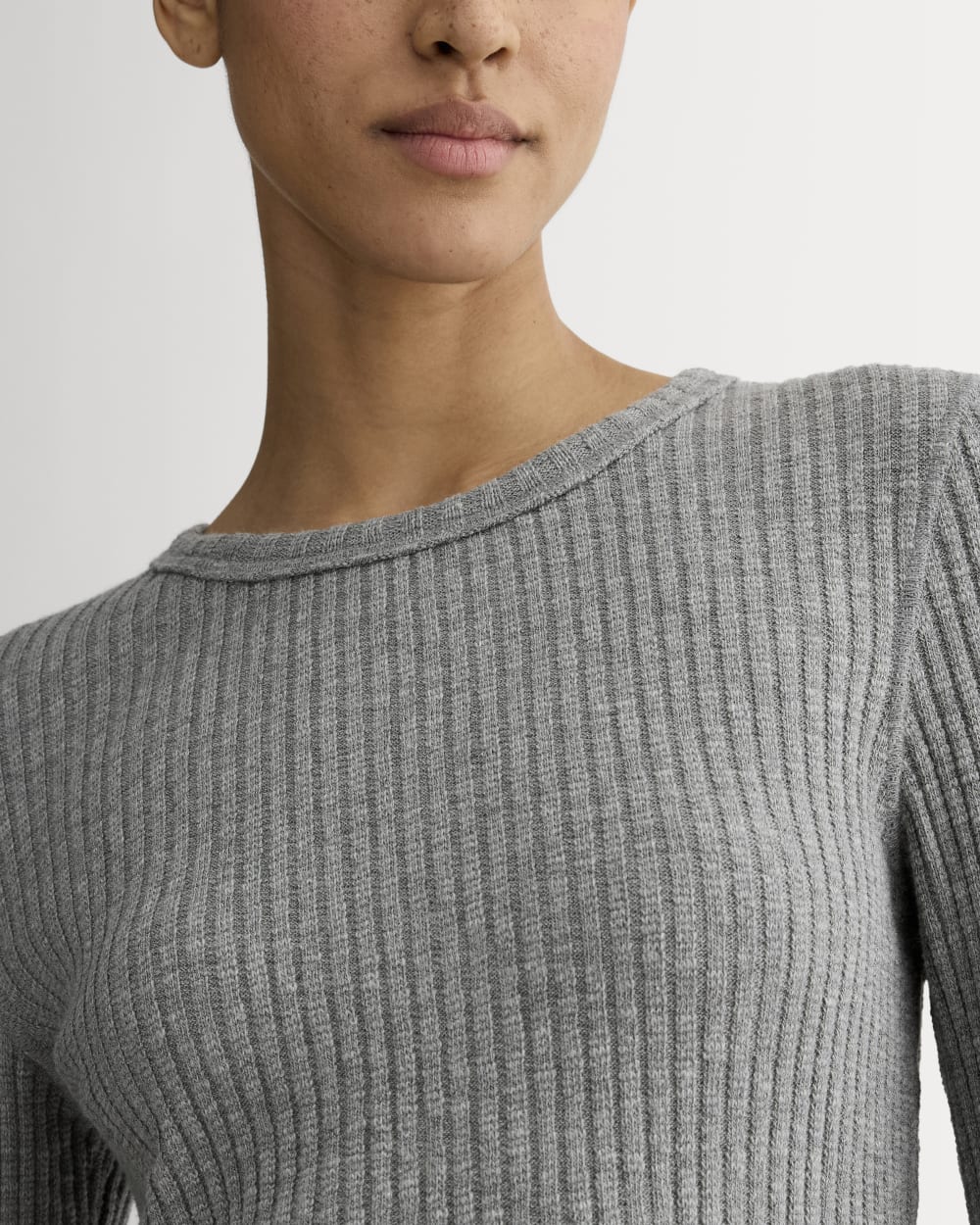The Cozy Rib Long-Sleeve Tee | Mid Heather Grey